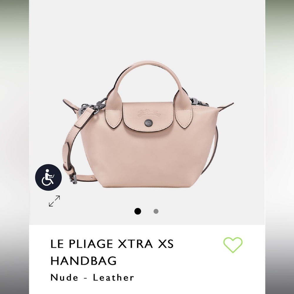 LONGCHAMP
Le Pliage XTRA XS Leather Handbag with Strap nude pale pink color